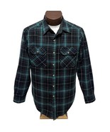 Vintage Outdoor Exchange Turquoise Black Plaid Flannel Shirt Acrylic Men... - $26.13 CAD