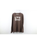 Life Is Good Mens Medium Faded Spell Out Dog Long Sleeve T-Shirt Brown C... - $24.70