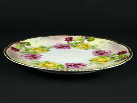 Royal Rudolstadt Prussia Large Pink Yellow Roses Charger Plate, Antique ... - £47.21 GBP