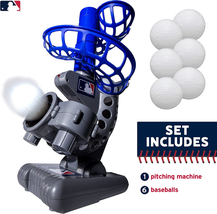 Electronic Baseball Pitching Machine Height Adjustable Plastic Blue &amp; Si... - $48.24