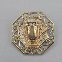 Vtg Avon Honor Society Brooch Pin Gold Tone Chalice With Rhinestones - $14.99