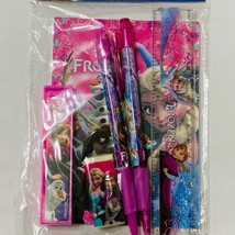 Pink Disney Frozen Stationery set, Pen, Pencil, Notebook, Ruler,  Eraser... - $9.16
