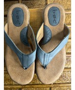 BOC Blue Leather Cushioned Flip Flops Size 8 - $23.38