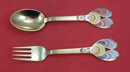 Christmas by A. Michelsen Sterling Silver Fork and Spoon Set 1972 Bjorn Winblad - £125.82 GBP