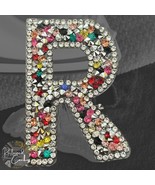 Letter R Multicolor Rhinestone Iron On Patch Applique Embellishment - $4.00