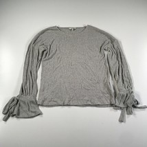 Lucky Brand Shirt Womens S Gray Ribbed Bell Sleeves Boay Neck Long Sleeve Rayon - £10.99 GBP