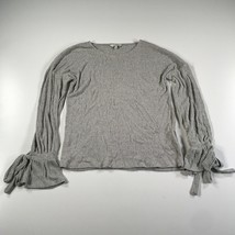 Lucky Brand Shirt Womens S Gray Ribbed Bell Sleeves Boay Neck Long Sleeve Rayon - $14.89