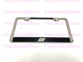 1 ///(3) Strip Carbon Fiber Box Style Stainless Steel Chrome License Plate Frame - $13.22