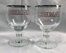 2 Chimay Belgium Beer Silver Rimmed Goblet Glasses 16 oz - £28.64 GBP