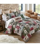 New Donna Sharp Montana Forest Wildlife Rustic Lodge Quilted King 4-Pc Q... - £69.86 GBP