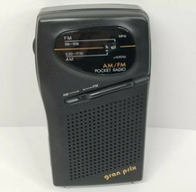 Vintage Gran Prix A2092 AM/FM Pocket Radio  Portable Black TESTED WORKING - £11.18 GBP