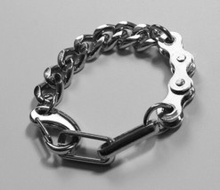 Motorcycle Chain Biker Bracelet Cuban Chain Link Silver Jewelry Punk Streetwear - £15.81 GBP