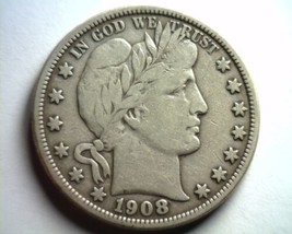 1908-D Barber Half Dollar Fine / Very Fine F/VF Nice Original Coin Bobs Coins - £90.43 GBP