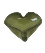 Unique Artisan Clay Hand Crafted Pottery, Heart Bowl, Green - £7.09 GBP