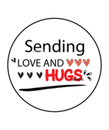 30 SENDING LOVE AND HUGS ENVELOPE SEALS STICKERS LABELS TAGS 1.5&quot; ROUND ... - £5.98 GBP