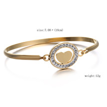 Oval high-grade Cross Heart Mather stainless steel bracelet For Women Gold Circl - £10.41 GBP