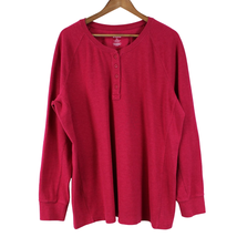 Duluth Trading Co Plus Size 2X Thermal Henley Top Bright Pink Gorpcore Outdoor - £15.46 GBP