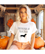 Halloween Dachshund At Your Door T Shirt Tee, Sausage Dog Halloween Tee ... - £7.57 GBP+