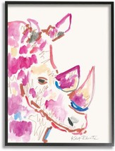 Stupell Industries Rhino Illustration Safari Animal Pink Blue Wall Art,, Color. - £76.28 GBP