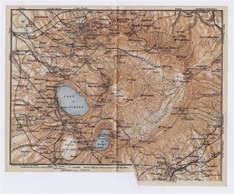 1909 Antique Map Vicinity Of Lake Albano Castel Gandolfo Monte Cavo Lazio Italy - £17.13 GBP