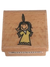 Doodles &amp; Design Rubber Stamp Thanksgiving Native American Girl Card Making - £2.34 GBP