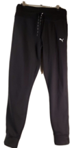 PUMA Joggers Leggings Womens Size Large Black Polyester Logo Pull On Drawstring - £17.62 GBP