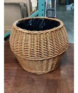 Large Wicker Trash Bin Waste Basket - 14”Hx14.75”D - $26.94 CAD