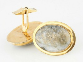 Beautiful 14k Yellow Gold 39 Carat Rock Crystal Cufflinks Great Gift - $2,494.72