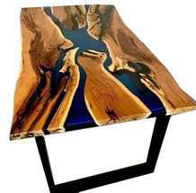 Black Epoxy Resin Dinign Table, Wooden Epoxy Table, Handmade Furniture Home Dec - £412.21 GBP+