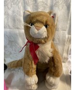 2002 Ty Classic Plush Kitty The Cat Orange Tiger Stripe White Red Bow 10... - $24.70