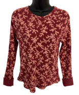 Knox Rose Women&#39;s Size XS Floral Burgundy Top Thermal Blouse Long Sleeve... - $14.27 CAD