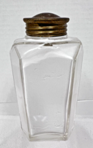 Vintage Brass Twist Shaker Lid Art Deco Paneled Angled Full Body Talc Bo... - $28.22