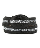Black Western Cowboy Leather Belt Stingray Row Stone Print Rodeo Buckle ... - $29.99