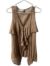 RD Style Top Womens  Medium Brown Kerchief  Sleeveless Sexy Blouse - £18.92 GBP