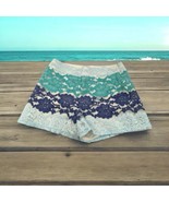 Bacio Blue Teal White Lace Booty Shorts Women’s Small Side Zip - $45.87 CAD