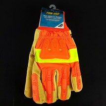 Frim Grip Mens High Visibility Pigskin Gloves w/Impact Protection Sz Extra Large - £16.62 GBP