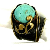 Vintage Ring Hand Crafted Artisan Statement Size 6 Mixed Metals Brass - £55.34 GBP