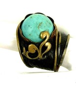 Vintage Ring Hand Crafted Artisan Statement Size 6 Mixed Metals Brass - £54.44 GBP