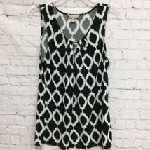 Banana Republic Womens Tank Top Black White Geometric Keyhole Neck Stret... - £5.44 GBP