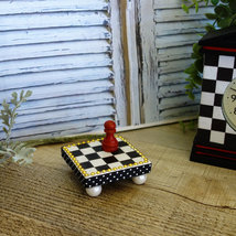 Whimsical Check Mini Checkerboard Tile Riser Chessboard Riser Hand paint... - £15.76 GBP