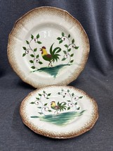 1960’s Vintage Rooster Plate - 9 5/8” With Bread Plate 7.5” Brown Rim - £9.32 GBP
