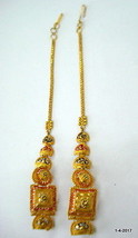 vintage 22kt gold earrings with hair chain handmade traditional jewellery - $2,276.01