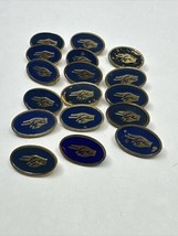 Vintage Girl Scout Pin Brownie Promise Two Finger Salute Sign Blue Gold ... - £6.19 GBP