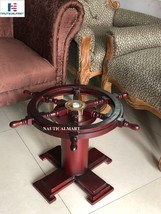 NauticalMart 24&quot; Glass Ship Wheel Decorative Table Office Furniture  - £285.93 GBP