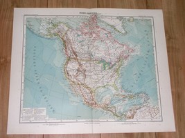 1912 Map Of North America United States Canada Mexico West Indies Caribb EAN - £16.88 GBP