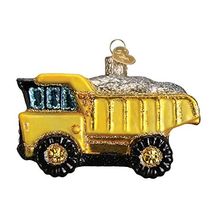 Old World Christmas Yellow Toy Dump Truck Glass Tree Ornament 44085 FREE... - $20.77