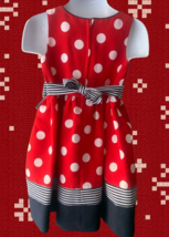 Bonnie Jean Girls Polka Dots Minnie Mouse Dress Size 3T Red White Zip Sleeveless - £9.40 GBP