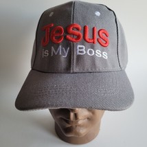 JESUS IS MY BOSS Hat Cap GRAY Embroidered Adjustable One Size Baseball C... - $9.85