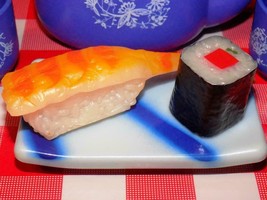 Realistic Japanese play food sushi wrapped in seaweed raw shrimp rice sushi lt b - £10.27 GBP