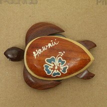 Hawaiian Wooden Turtle Honu Flower Refrigerator Kitchen Magnet - $8.77